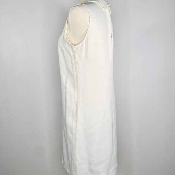 Massimo Dutti - Ivory Satin Sleevless Keyhole Lined Shift Dress - Picture 6 of 6